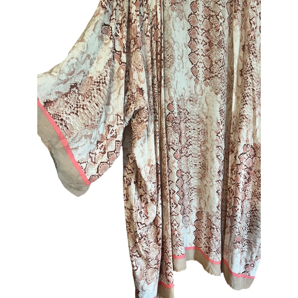 Neutral Snakeskin Print Open Front Kimono Wrap XXL-XXXL Animal Print Bohemian - Picture 10 of 10
